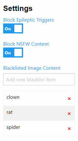 Users can select what to block.